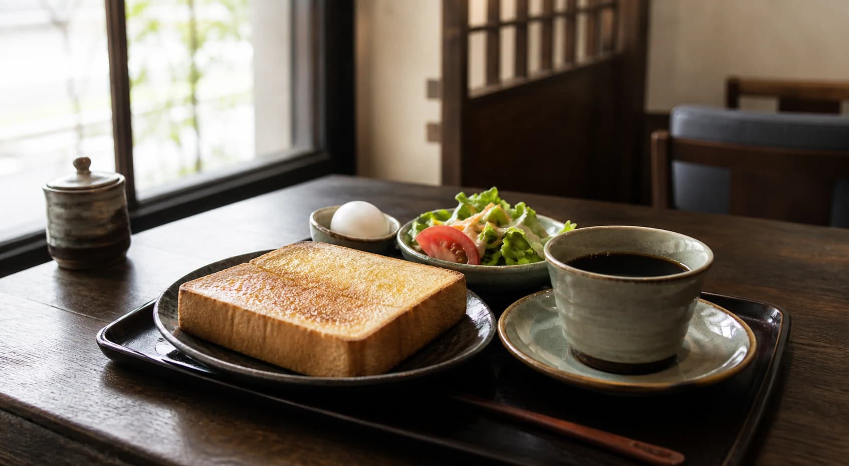 厚切りトーストとコーヒーのモーニングセットの生成イメージ