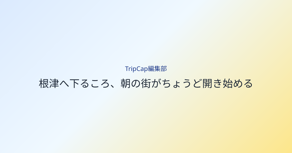 根津へ下るころ、朝の街がちょうど開き始める
