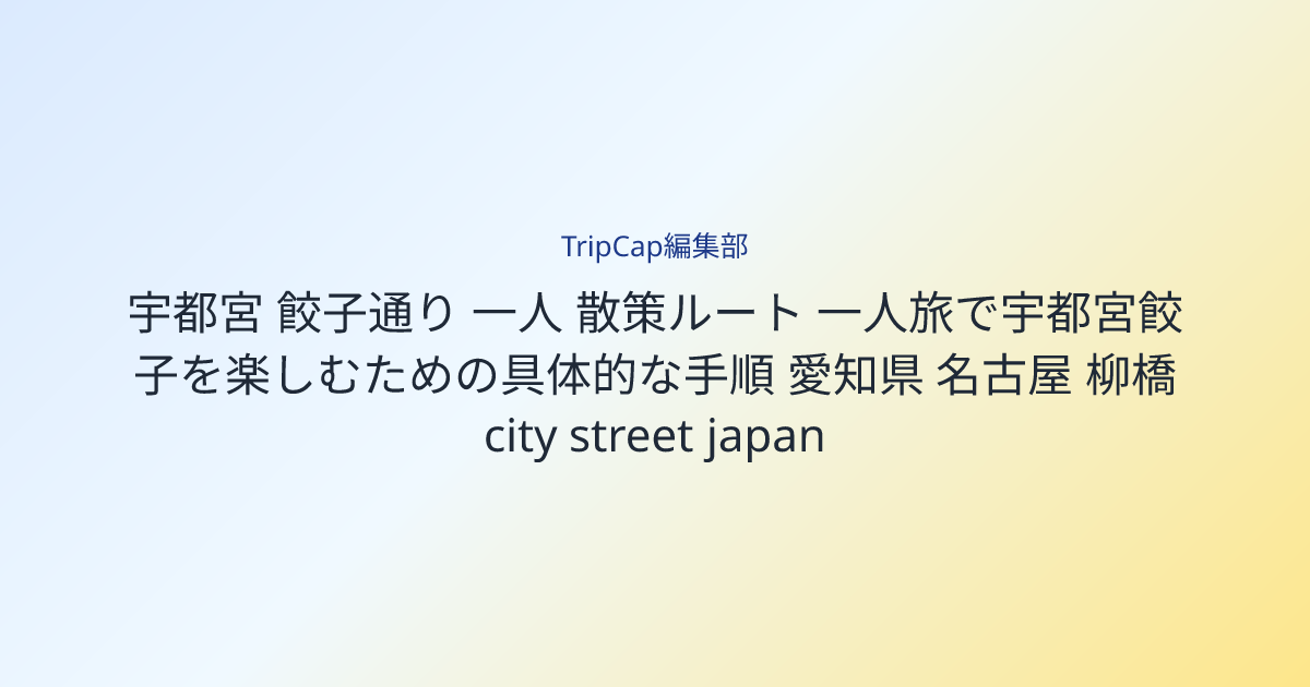 一人旅で宇都宮餃子を楽しむための具体的な手順 image