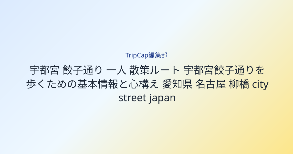 宇都宮餃子通りを歩くための基本情報と心構え image
