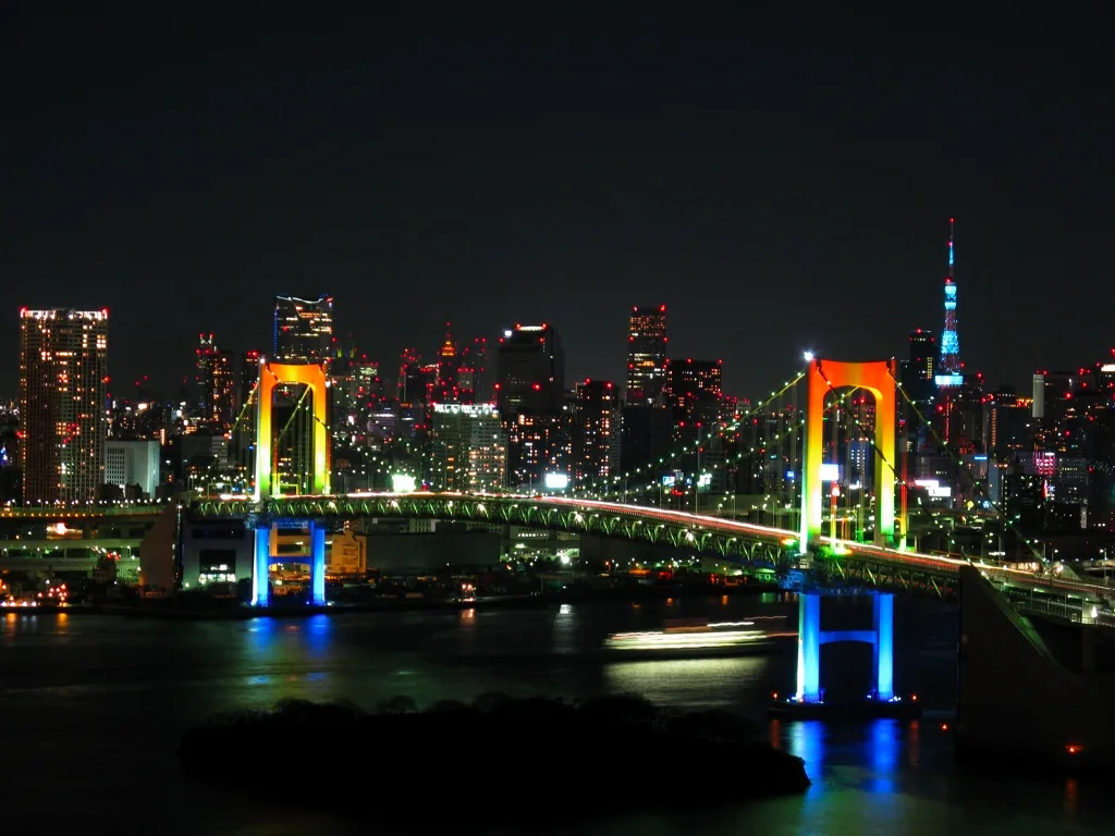 お台場の海辺と夜景をイメージできる風景